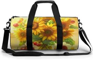 Blooming Sunflowers in Vase Lightweight Gym Bag for Men Women Travel Duffel Bag Sports Workout Bag with Adjustable Strap