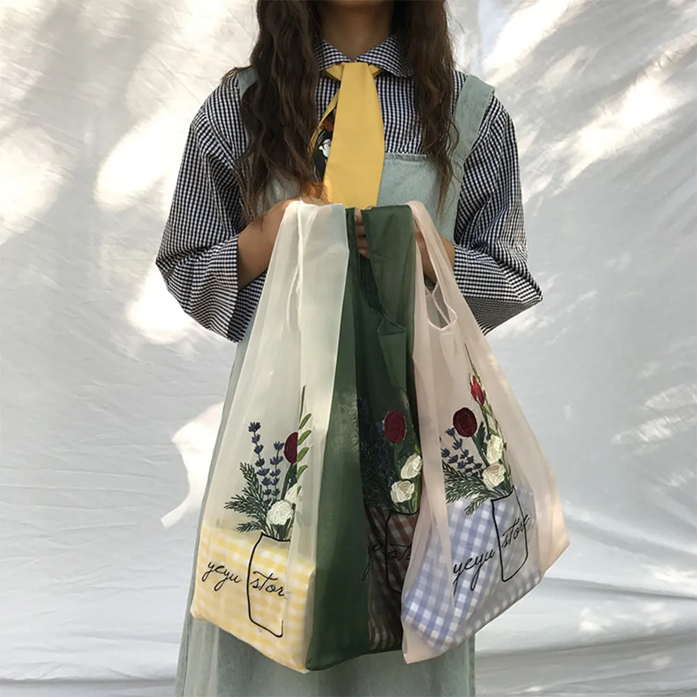 Blossom Embroidered Organza Tote Bag
