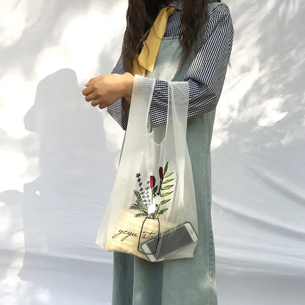 Blossom Embroidered Organza Tote Bag