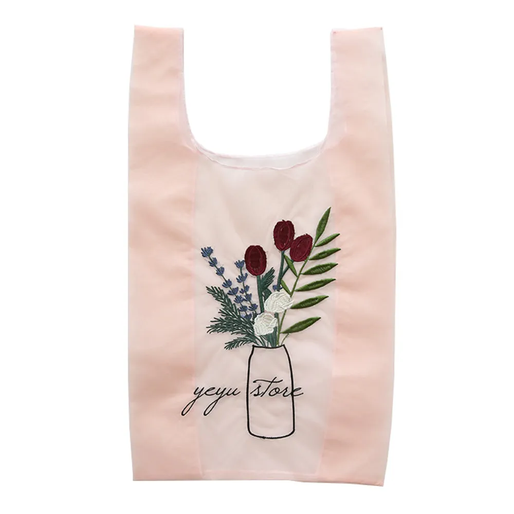 Blossom Embroidered Organza Tote Bag