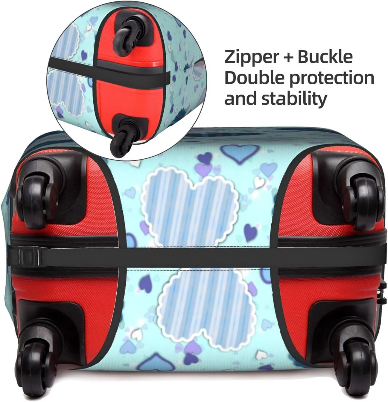 Blue Hearts Luggage Covers Travel Suitcase Cover Protector Fit 18-32 Inch Luggage