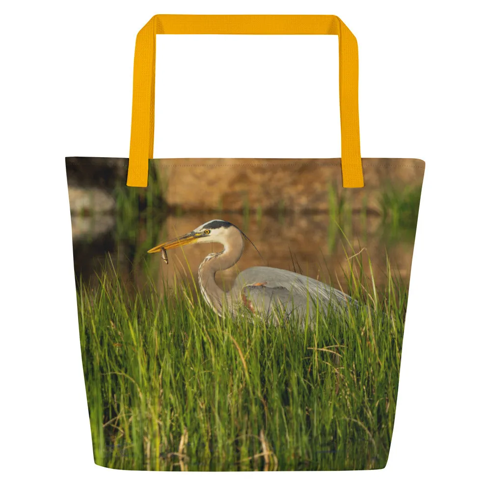 Blue Heron All-Over Print Large Tote Bag
