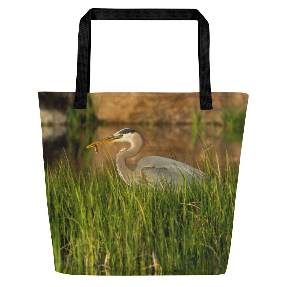 Blue Heron All-Over Print Large Tote Bag