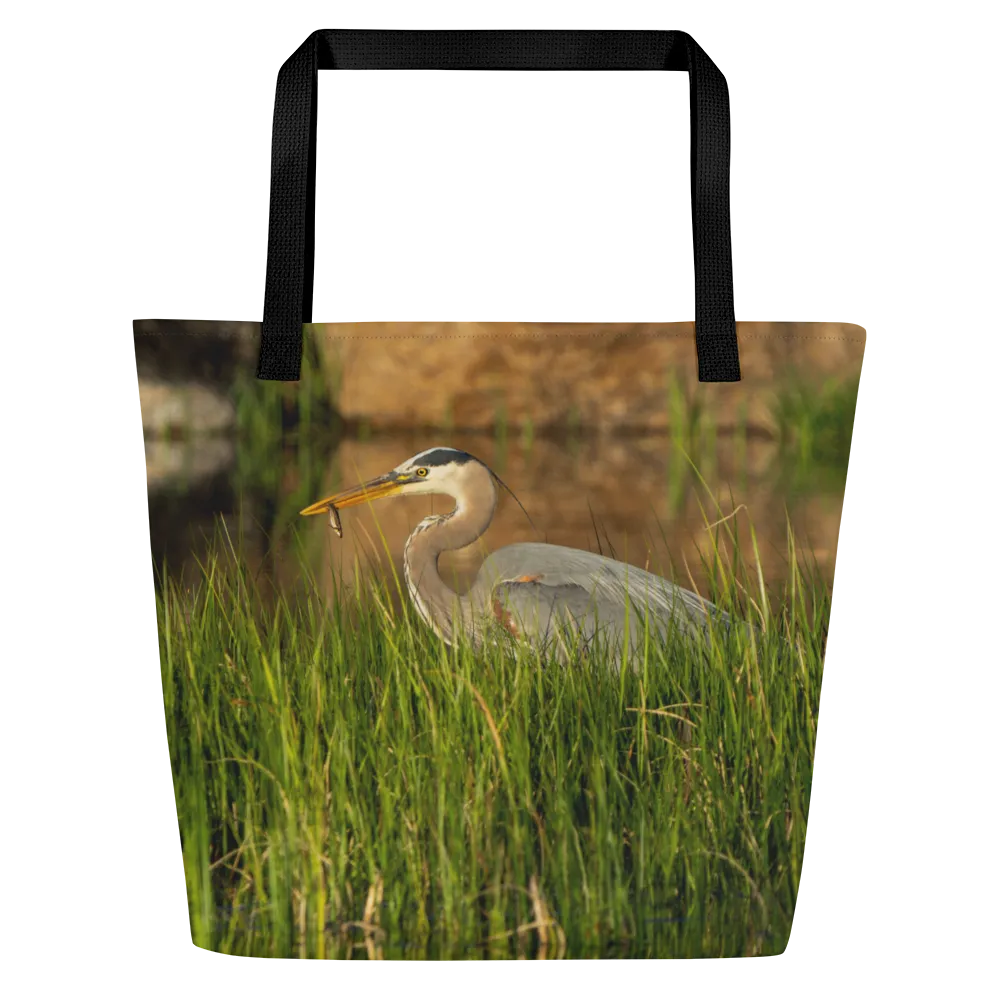 Blue Heron All-Over Print Large Tote Bag