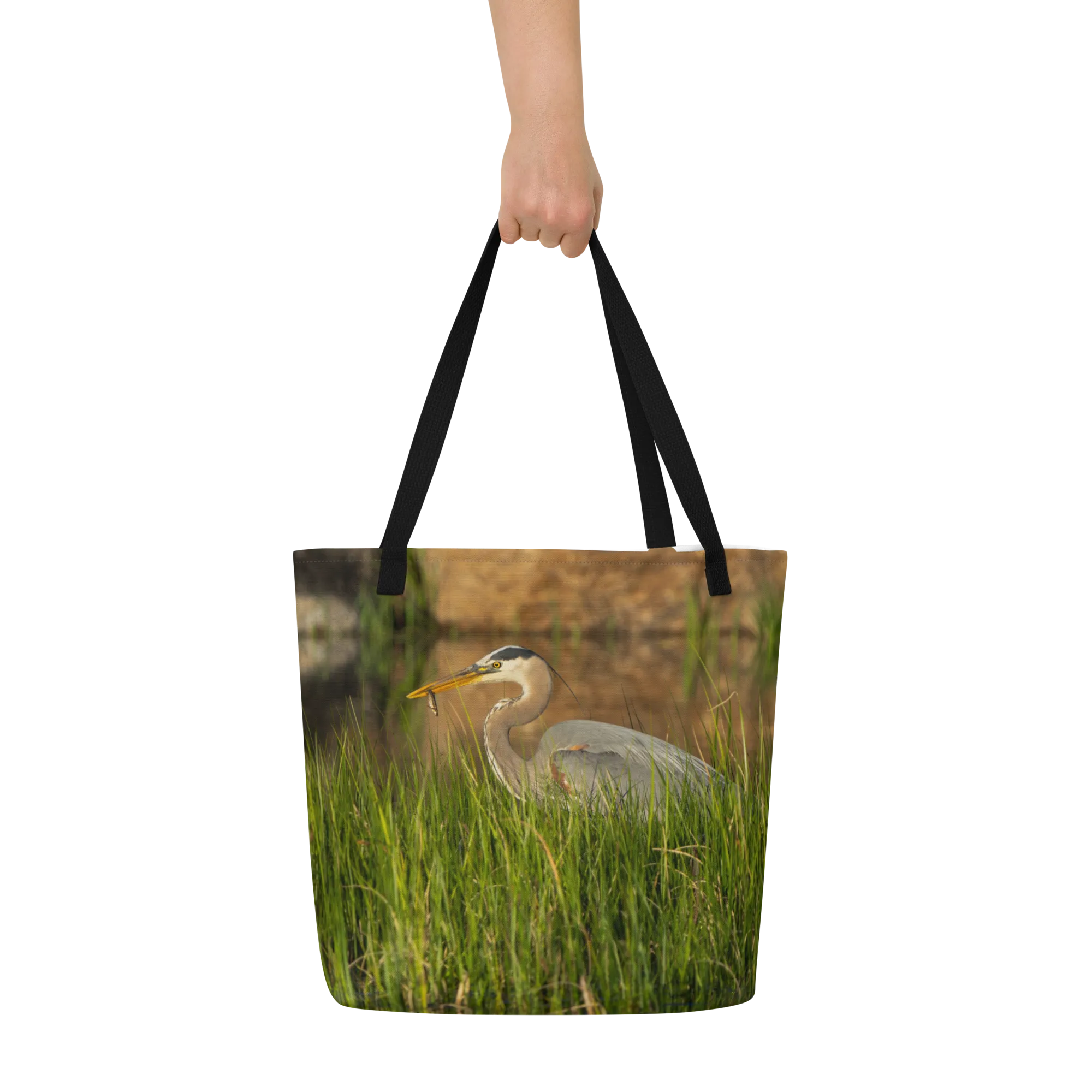 Blue Heron All-Over Print Large Tote Bag