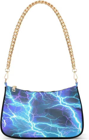 Blue Purple Lightning Ray Mini Shoulder Purse, Simple Bags for Women