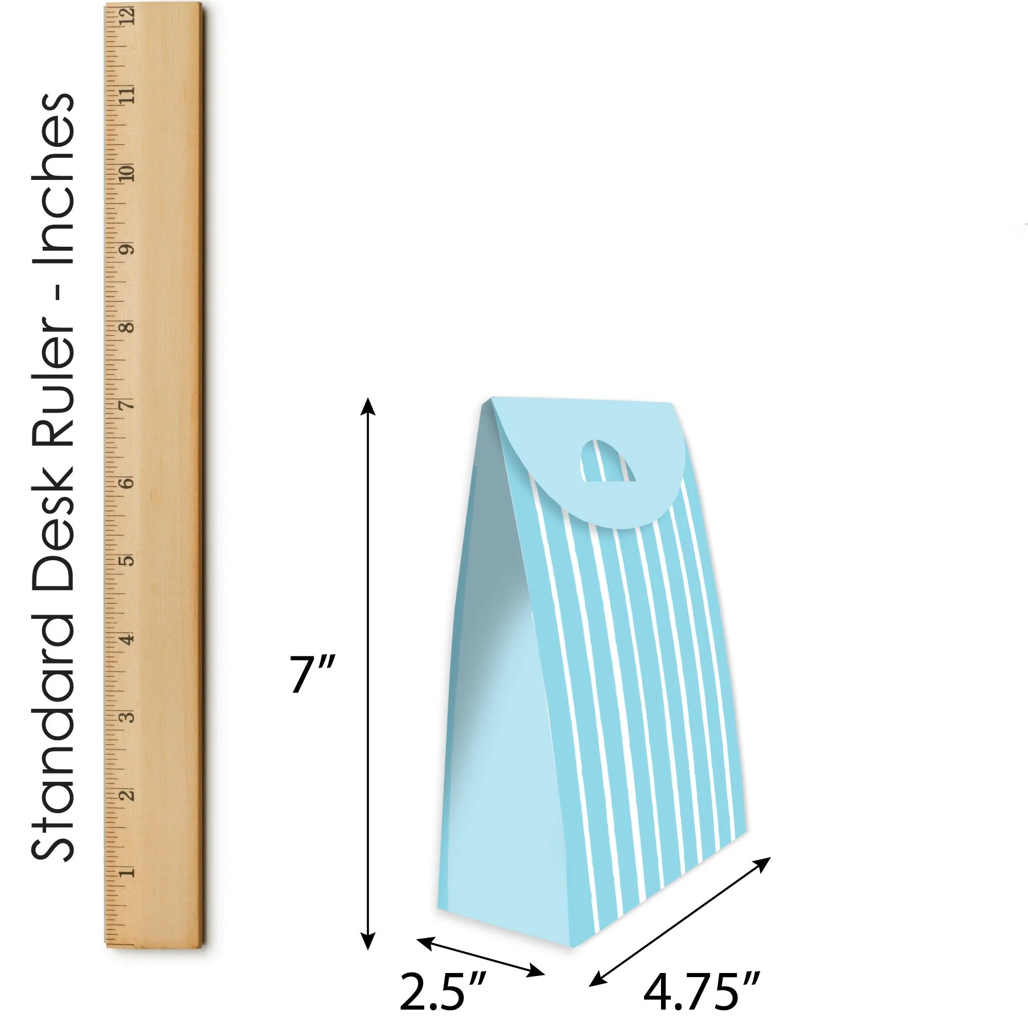 Blue Stripes - Simple Gift Favor Bags - Party Goodie Boxes - Set of 12