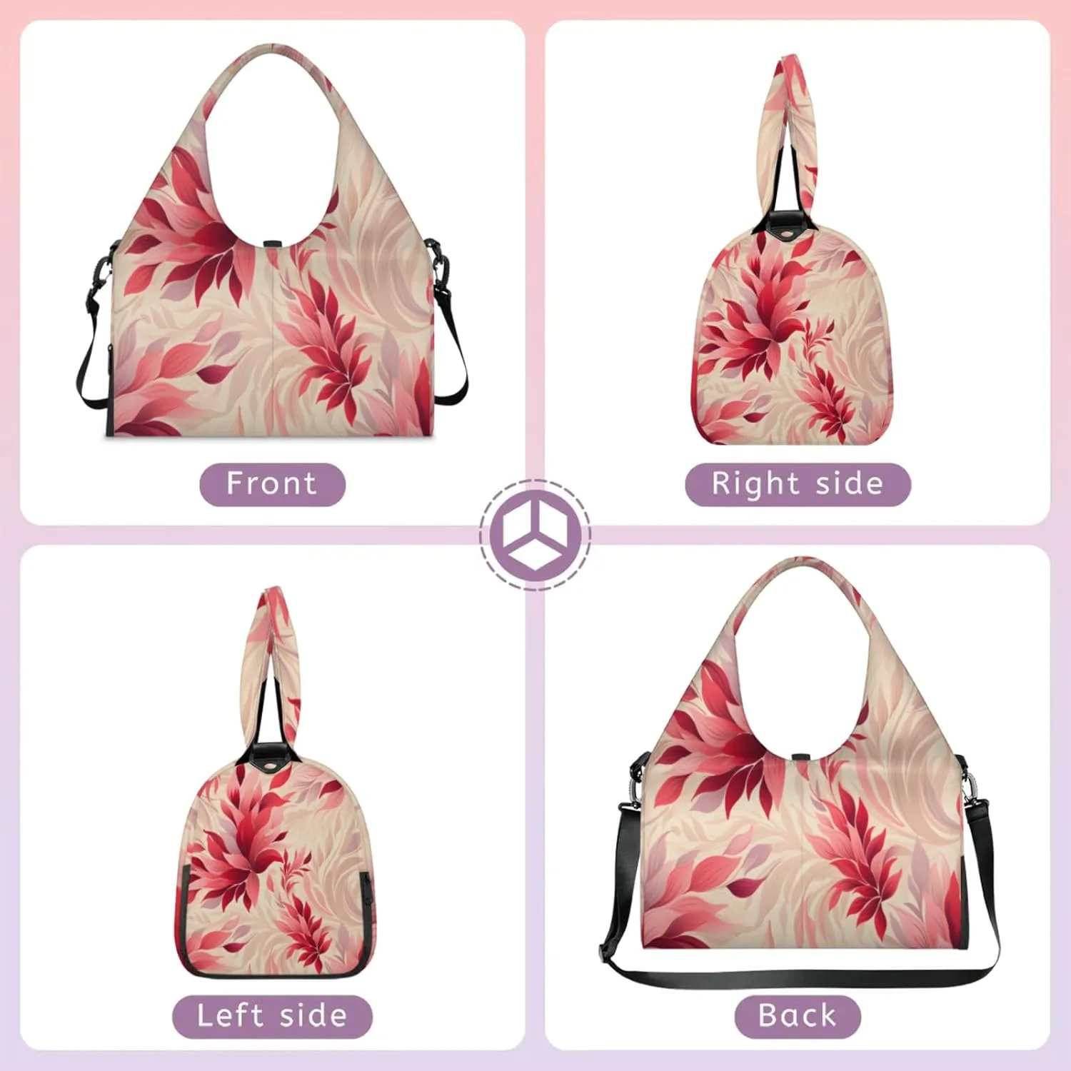 Blush Petal Pattern Waterproof Gym Bag for Men Women, Sports Duffel Bag with Shoe Compartment Yoga Mat Holder, Portable Large Travel Bag for Fitness, Camping, Weekend Trips