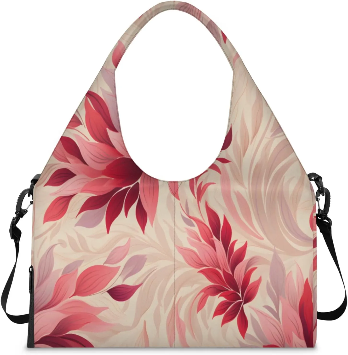 Blush Petal Pattern Waterproof Gym Bag for Men Women, Sports Duffel Bag with Shoe Compartment Yoga Mat Holder, Portable Large Travel Bag for Fitness, Camping, Weekend Trips