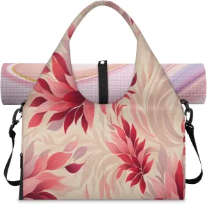 Blush Petal Pattern Waterproof Gym Bag for Men Women, Sports Duffel Bag with Shoe Compartment Yoga Mat Holder, Portable Large Travel Bag for Fitness, Camping, Weekend Trips
