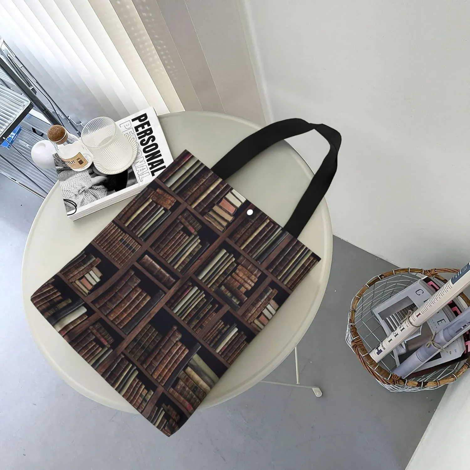 Book Modern Library Canvas Shoulder Bag Reusable Tote Bag Soft Lightweight Cloth Bags For Women Girls Lady Casual