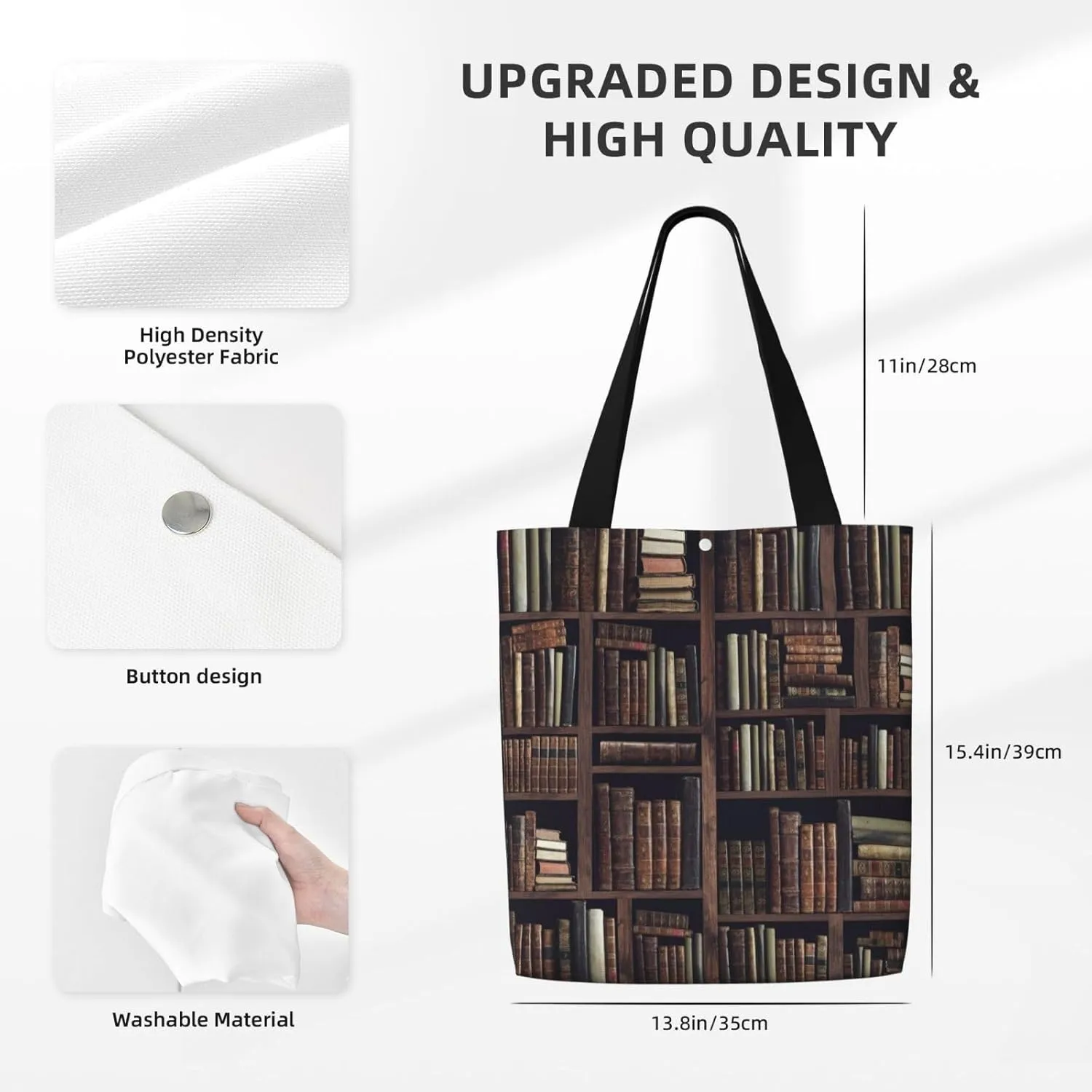 Book Modern Library Canvas Shoulder Bag Reusable Tote Bag Soft Lightweight Cloth Bags For Women Girls Lady Casual