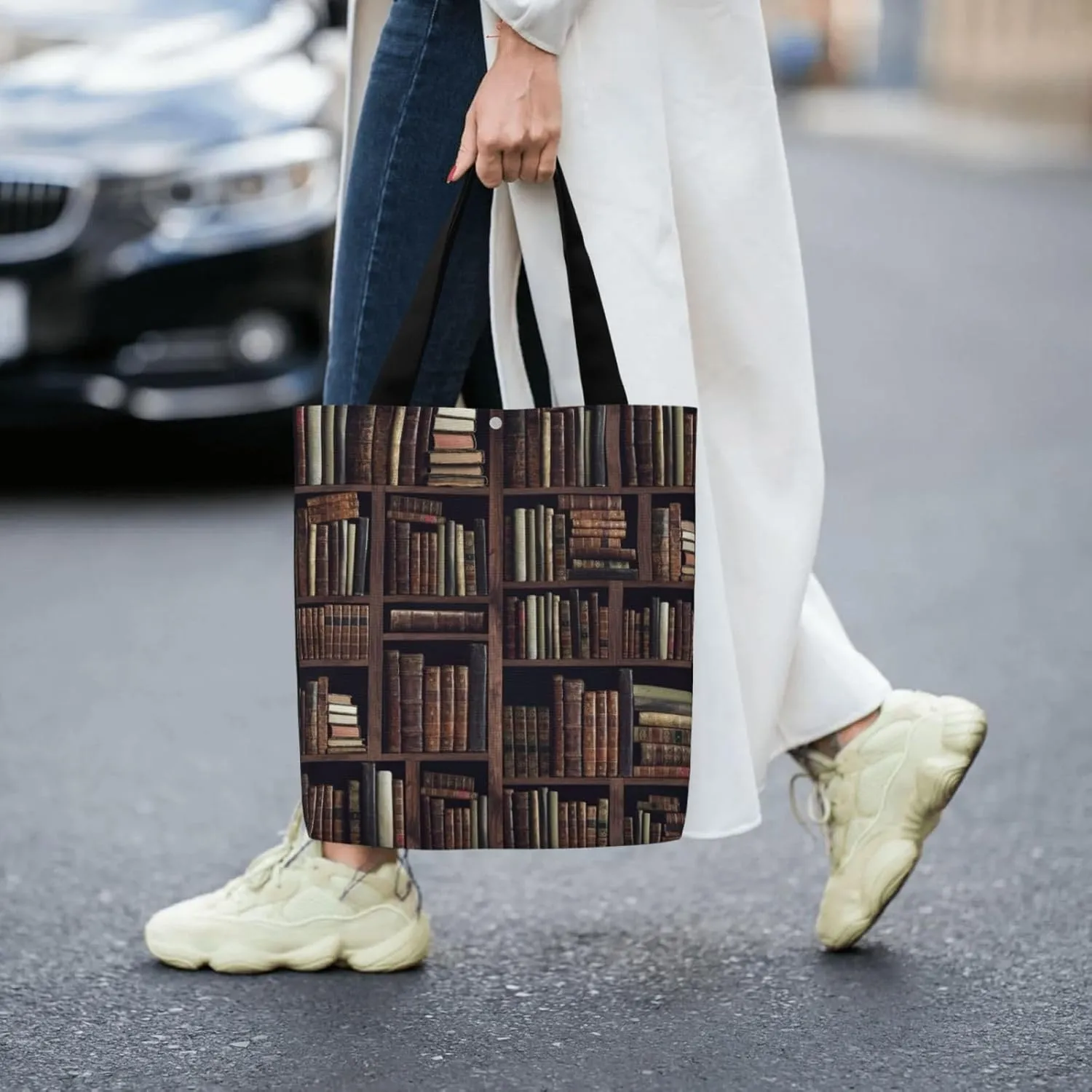 Book Modern Library Canvas Shoulder Bag Reusable Tote Bag Soft Lightweight Cloth Bags For Women Girls Lady Casual