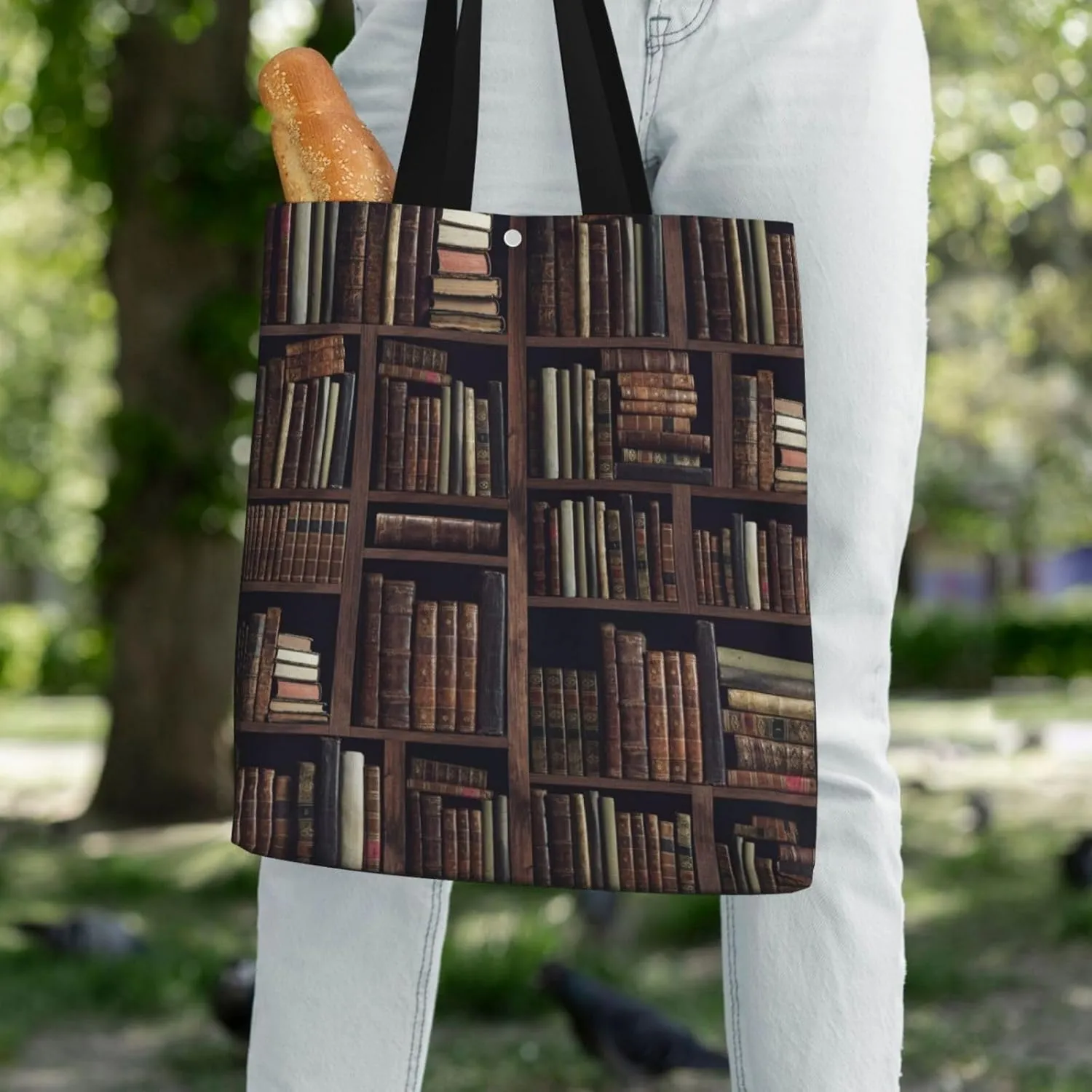 Book Modern Library Canvas Shoulder Bag Reusable Tote Bag Soft Lightweight Cloth Bags For Women Girls Lady Casual