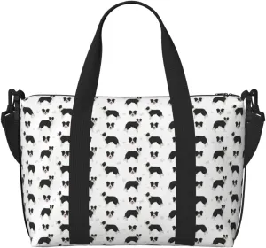 Border Collie Dog Travel Duffle Bag For Women Men Weekender Overnight Bag Gym Bag For Women, Carry On Airport Bag, Travel Tote Bag With Strap For Gym Travel Business Trips