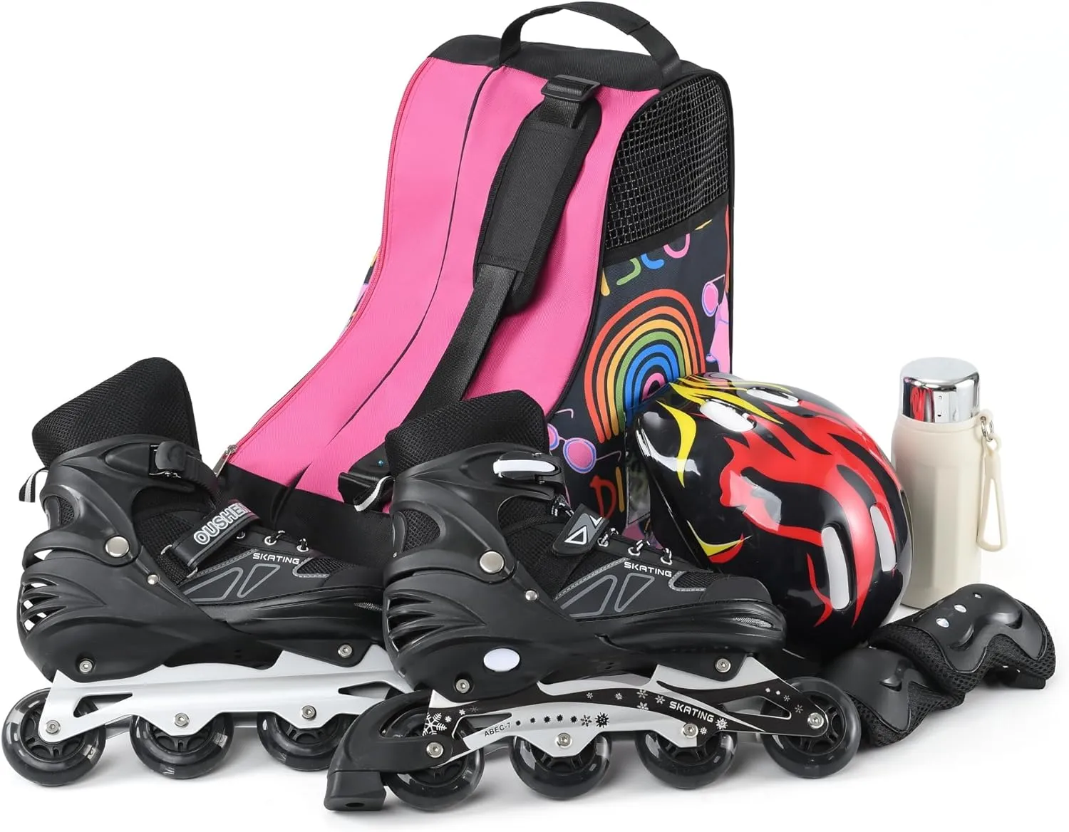 Boulder Bee Roller Skate Bag, Ice Skate Bag for Women with Adjustable Shoulder Strap, Shoe Bag for Ice Skating/Inline Skates, for Both Kids and Adults