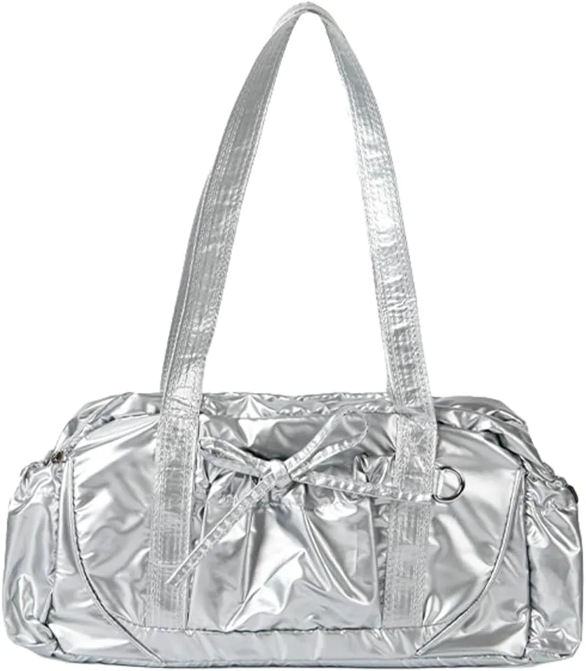 Bow-Tie Sling Bags for Women Lightweight Top-Handle Bags with Drawstring Patch Pocket Soft Vegan Leather Handbags