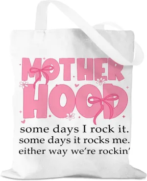 Bows Canvas Tote Bag Mom Gifts, Inspirational Christian Birthday Gift for Women Mama Mothers Day Reusable Grocery Bag