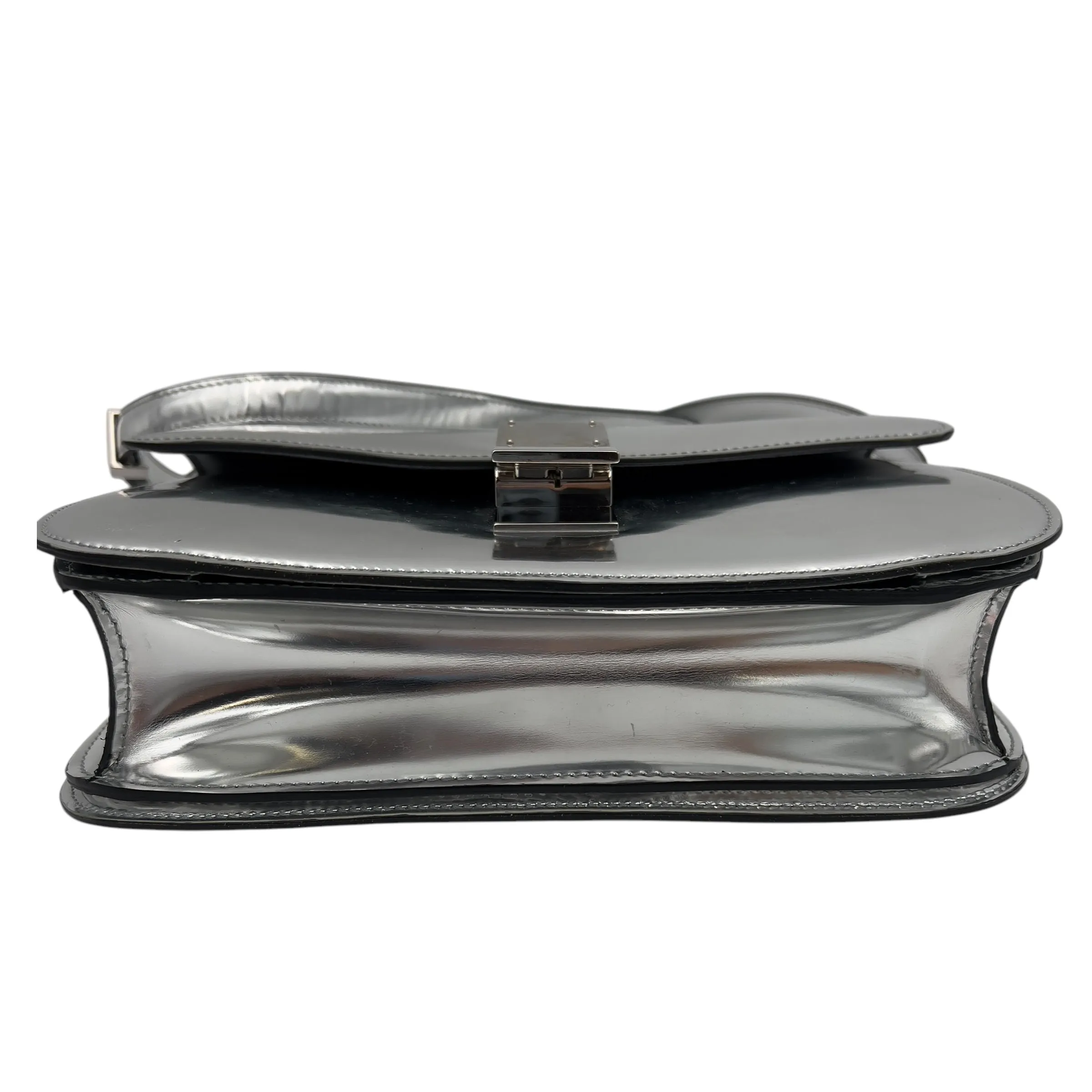 Box Medium Silver Shoulder Bag in Calfskin, Silver hardware