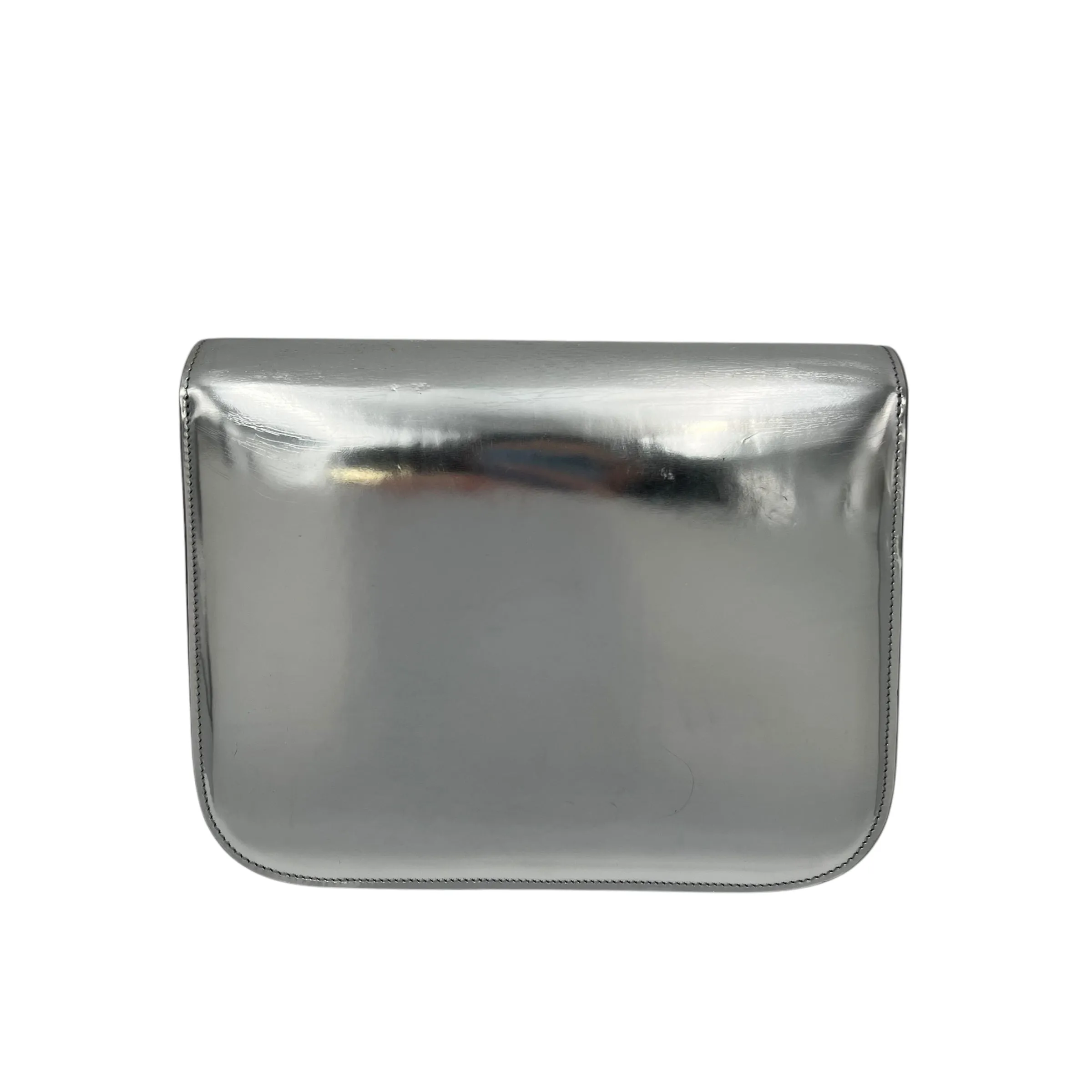 Box Medium Silver Shoulder Bag in Calfskin, Silver hardware