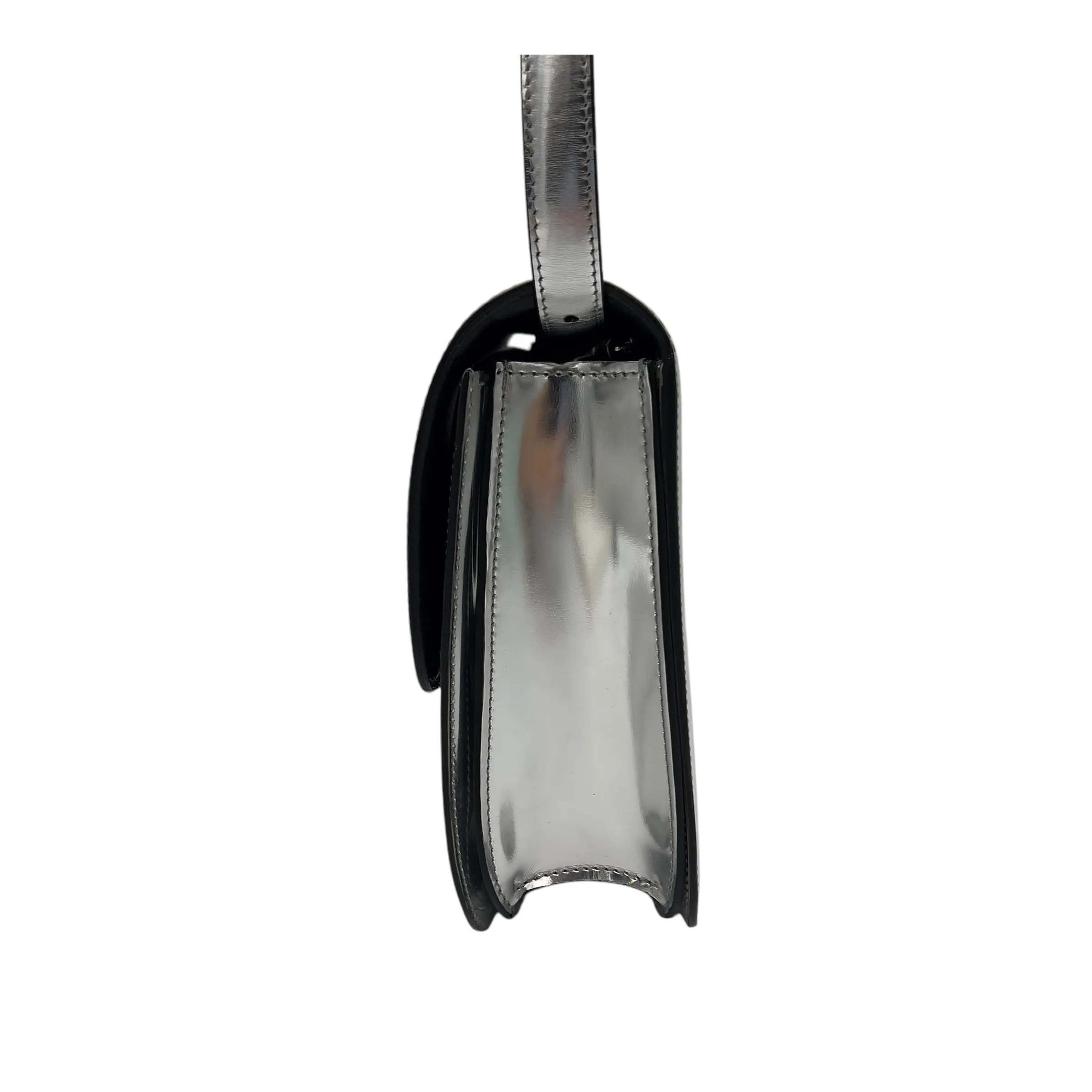 Box Medium Silver Shoulder Bag in Calfskin, Silver hardware