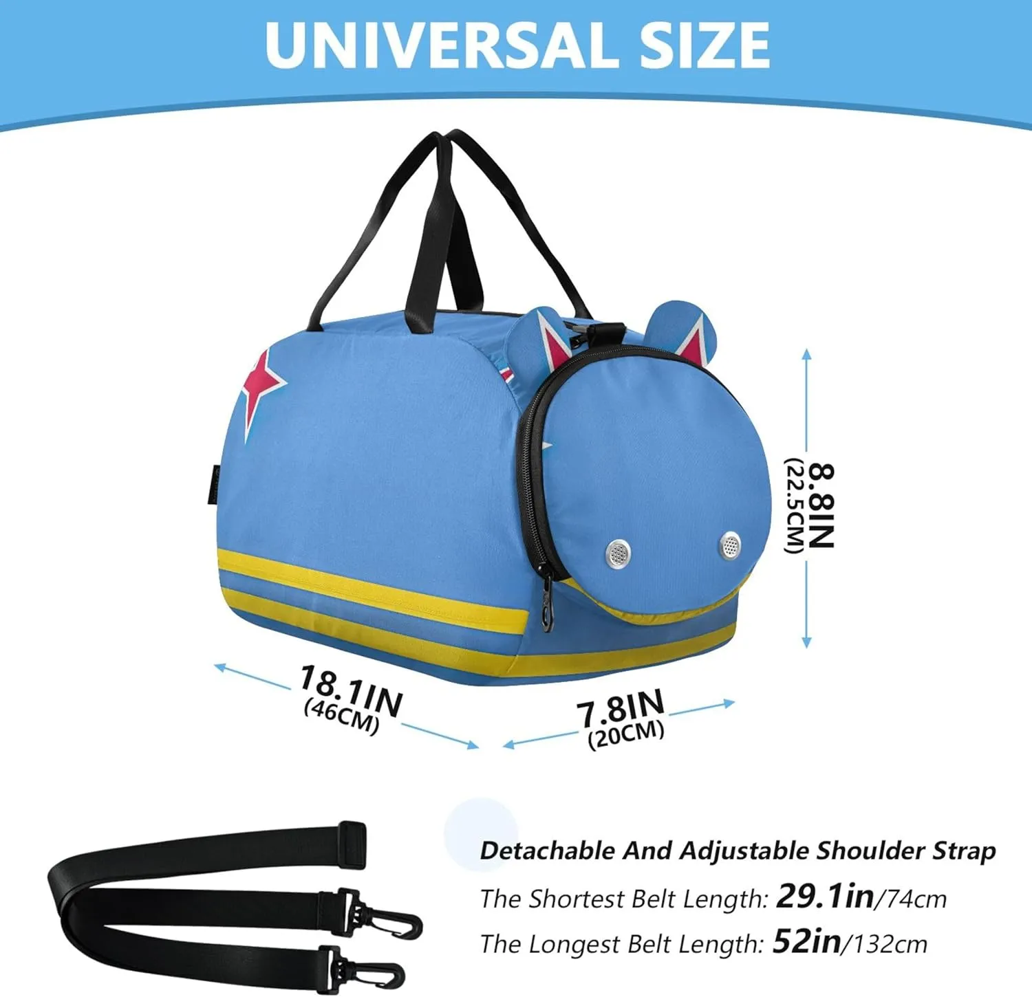 Boys Carry on Duffel Bag Weekend Duffel Overnight Duffle Bags for Traveling Tote Kids Duffle Bag Aruba Flag
