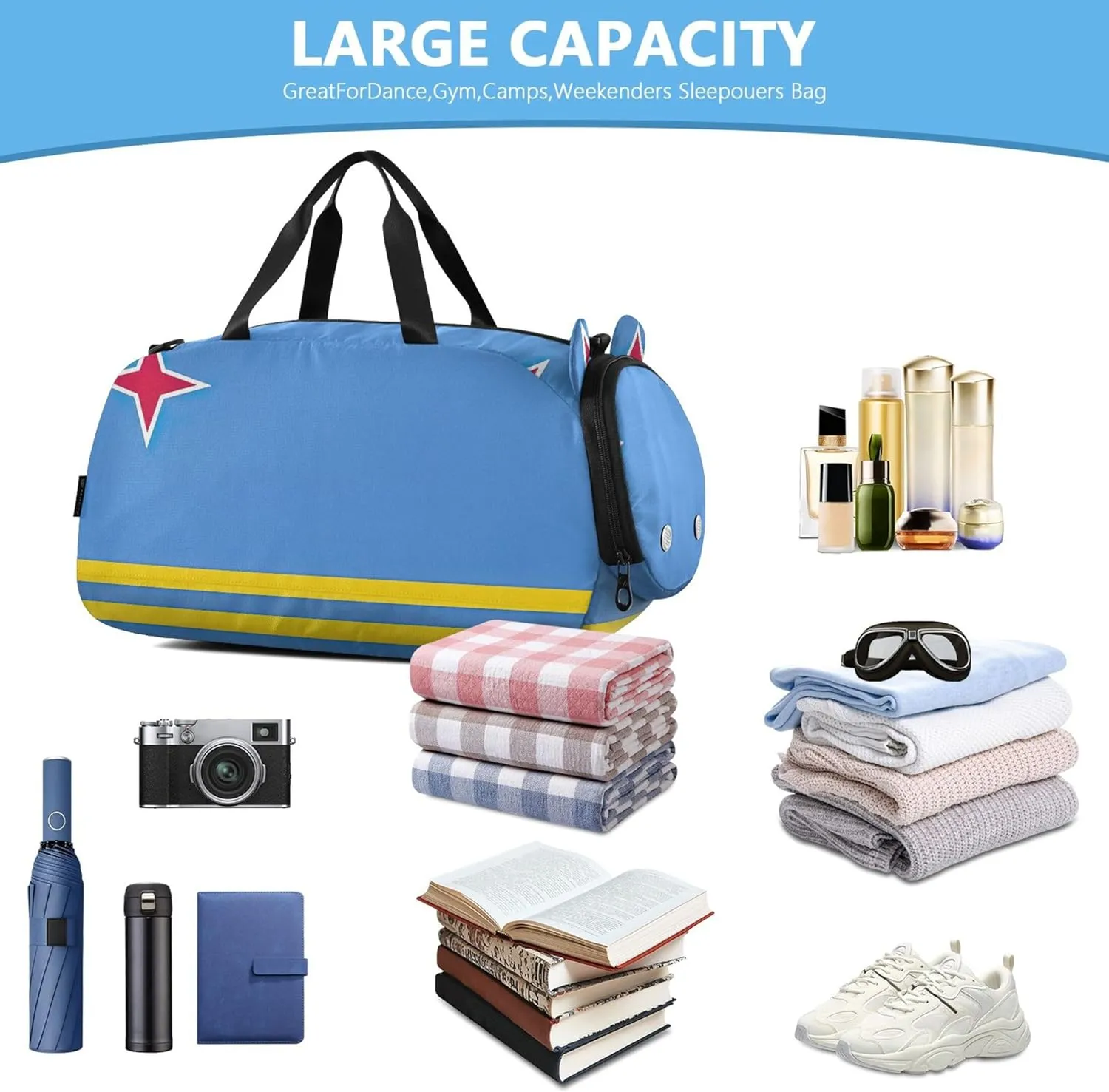Boys Carry on Duffel Bag Weekend Duffel Overnight Duffle Bags for Traveling Tote Kids Duffle Bag Aruba Flag