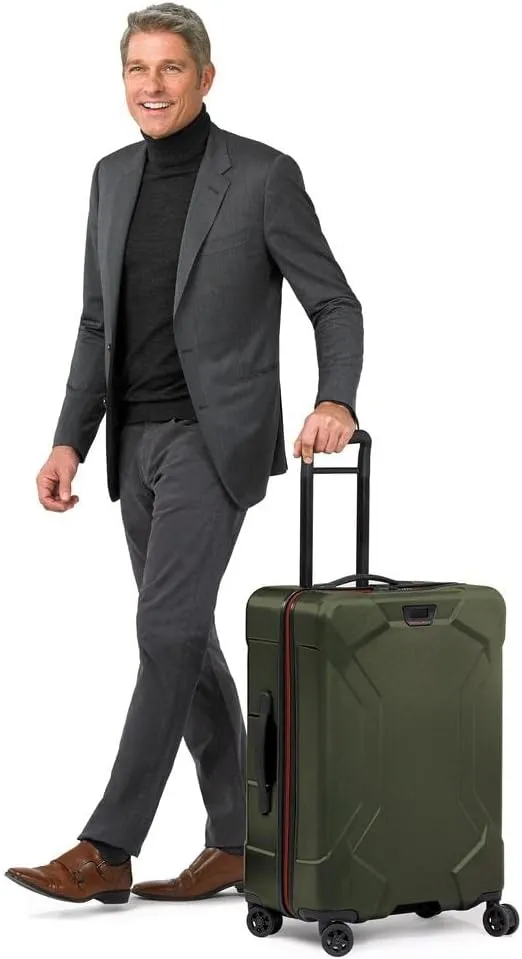 Briggs & Riley 27" Medium Spinner - Checked Luggage for Travel, Suitcases with Wheels, Hardside Rolling Bag for Men & Women, Self-Repairing Zipper - Torq Collection, Hunter Green