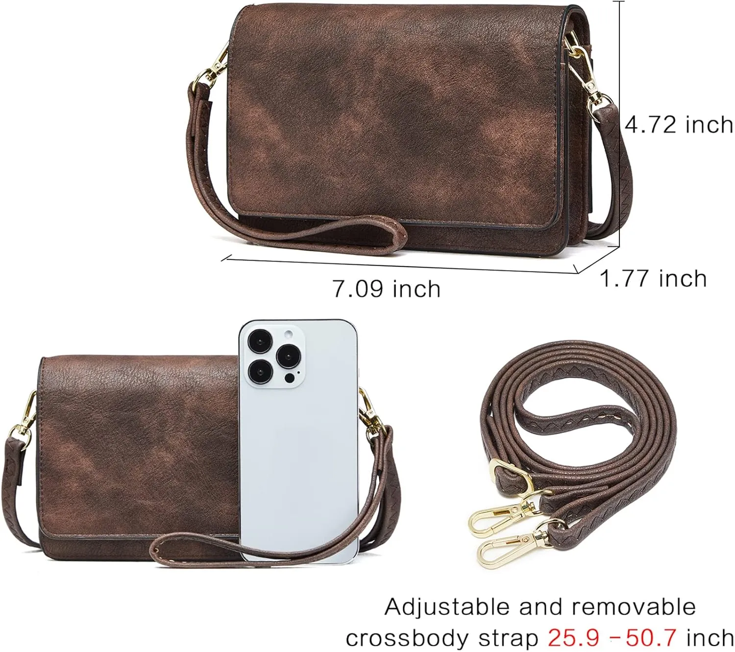 BROMEN Crossbody Bags for Women Small Cell Phone Shoulder Bag Wristlet Wallet Clutch Purse