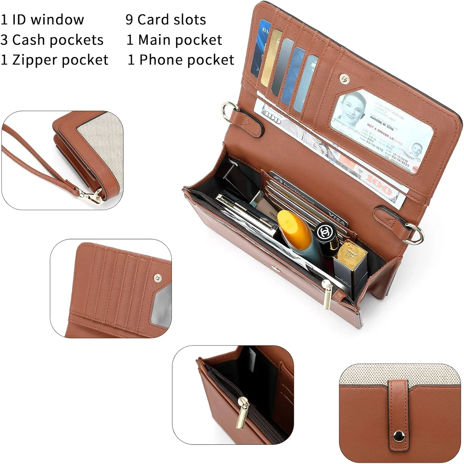 BROMEN Crossbody Bags for Women Small Cell Phone Shoulder Bag Wristlet Wallet Clutch Purse