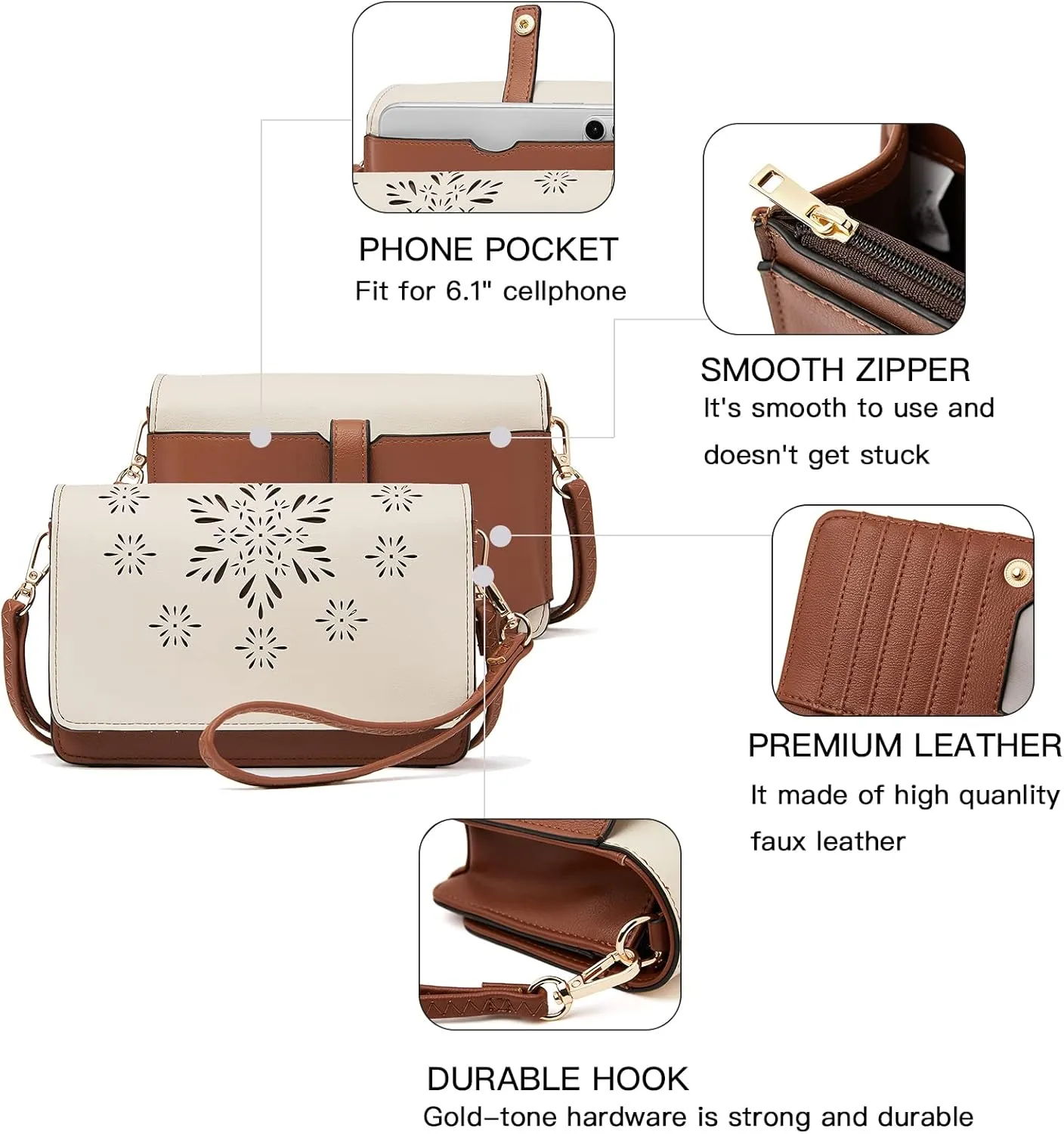 BROMEN Crossbody Bags for Women Small Cell Phone Shoulder Bag Wristlet Wallet Clutch Purse