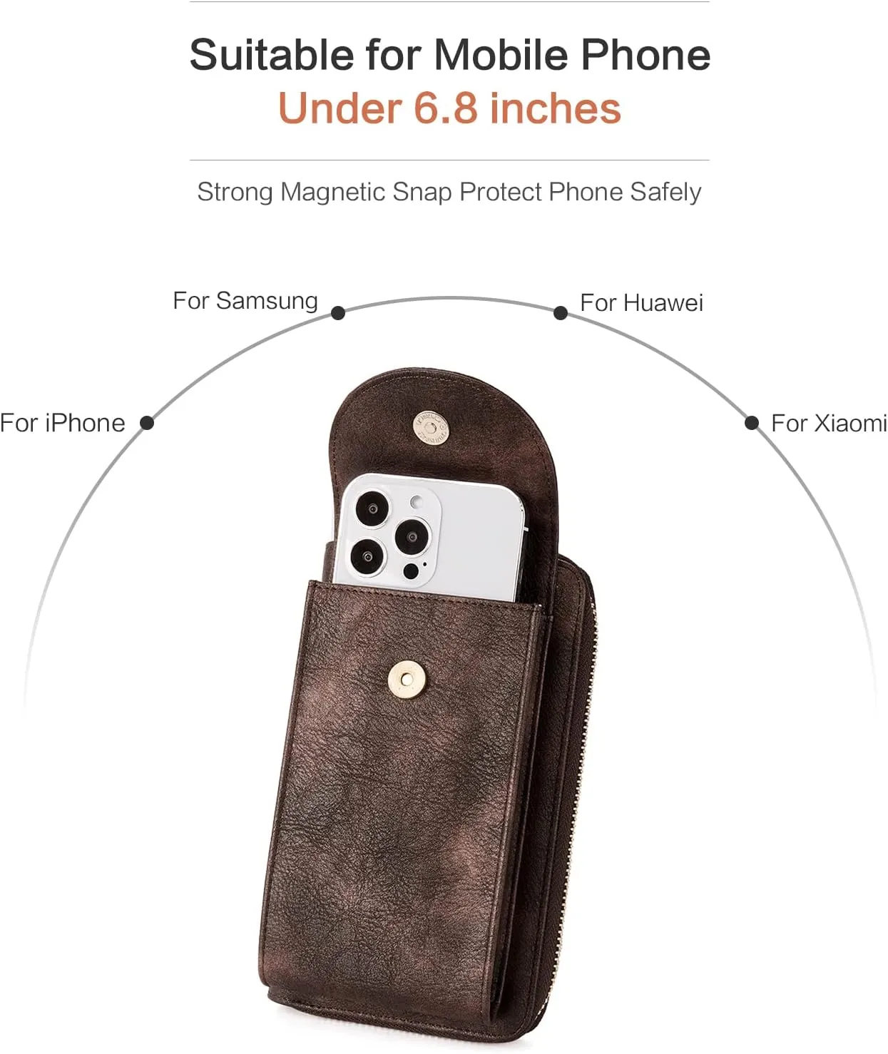 BROMEN Small Cell Phone Purse Crossbody Bags for Women Vegan Leather Wallet Purse with Credit Card Holder