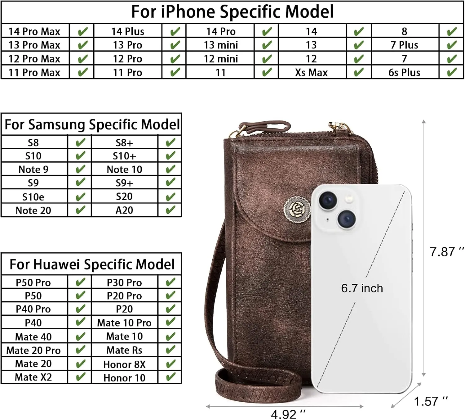BROMEN Small Cell Phone Purse Crossbody Bags for Women Vegan Leather Wallet Purse with Credit Card Holder