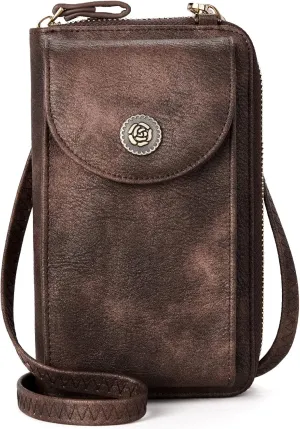BROMEN Small Cell Phone Purse Crossbody Bags for Women Vegan Leather Wallet Purse with Credit Card Holder