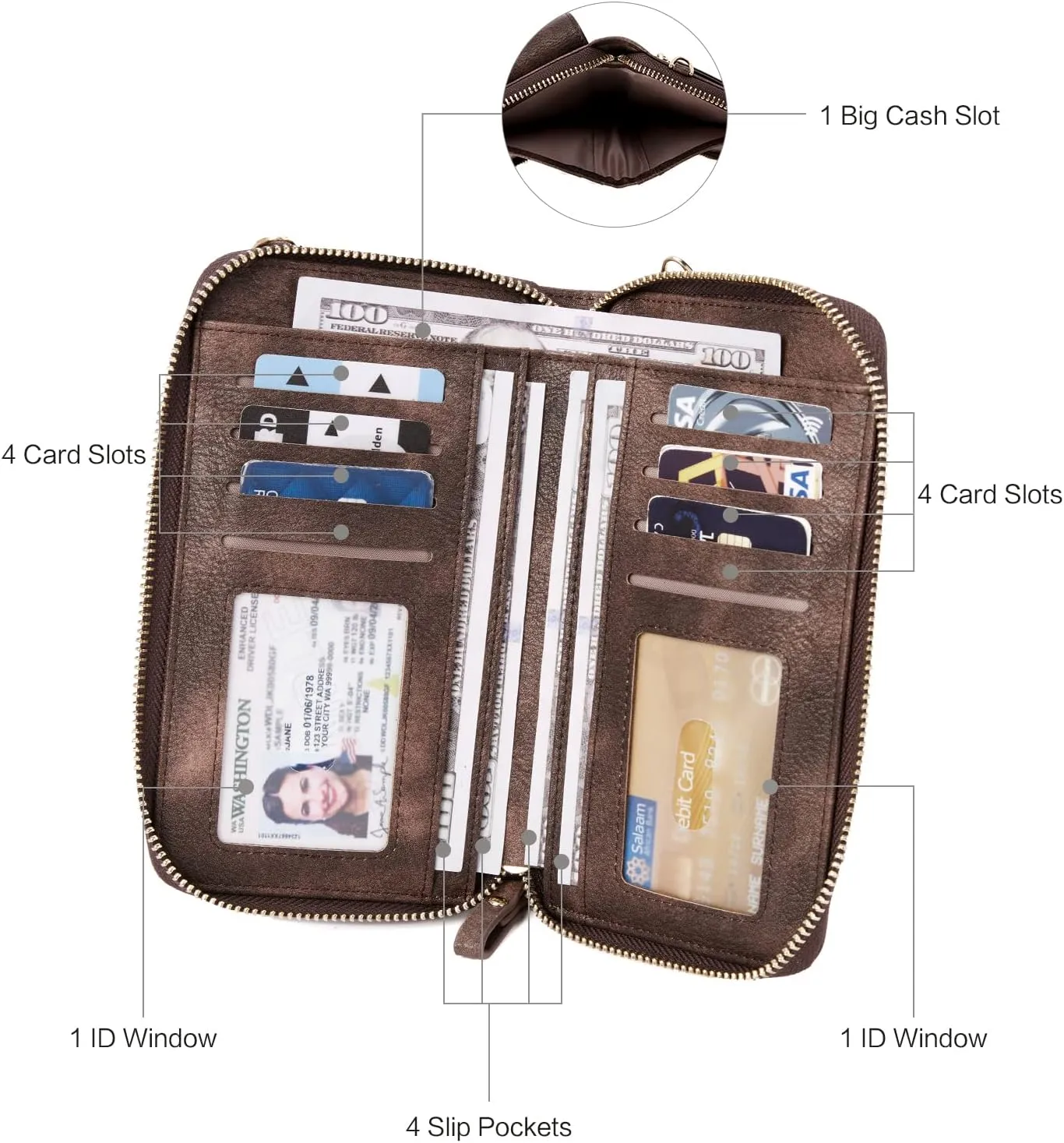 BROMEN Small Cell Phone Purse Crossbody Bags for Women Vegan Leather Wallet Purse with Credit Card Holder