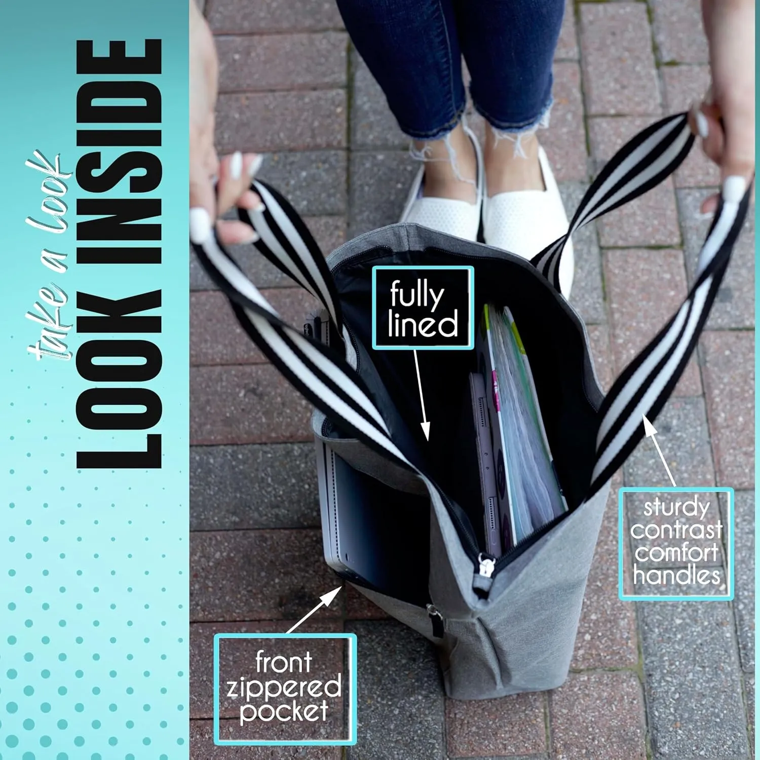 Brooke & Jess Designs Mom Bags for Everyday - Bags for Women with Zipper, Large Stylish Travel Bag, Work Bag