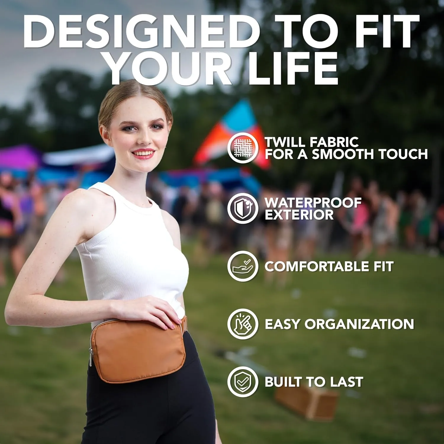 Brown Crossbody Belt Bag for Women – Stylish Fanny Pack, Functional and Fashion Waist Packs for Travel, Festivals, and Everyday Use