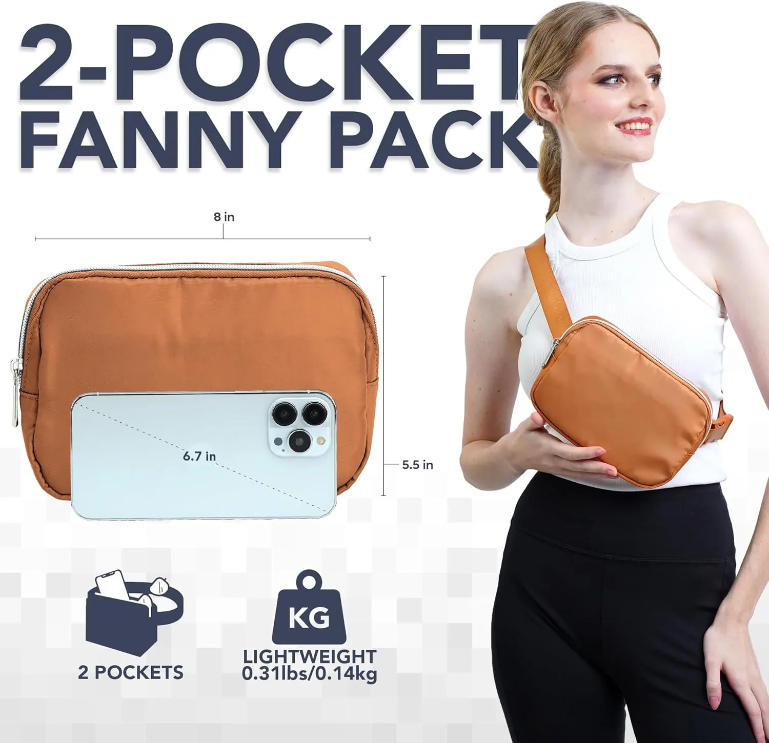 Brown Crossbody Belt Bag for Women – Stylish Fanny Pack, Functional and Fashion Waist Packs for Travel, Festivals, and Everyday Use