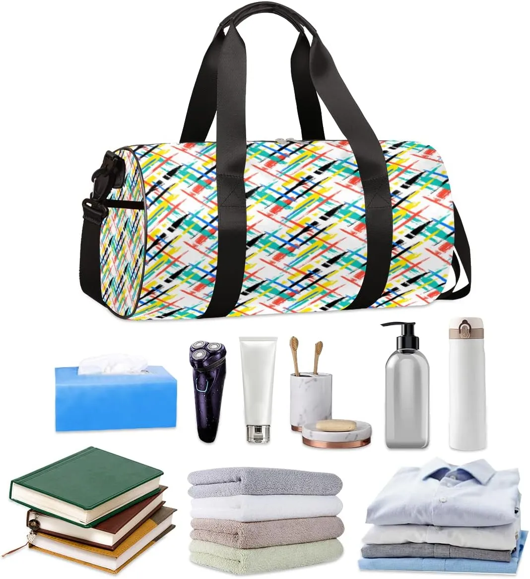 Brushstrokes Colorful Gym Bag Small Gym Duffel Bags for Men Women Overnight Weekender Bag Lightweight Sport Duffle Bag Carry On Gymbag