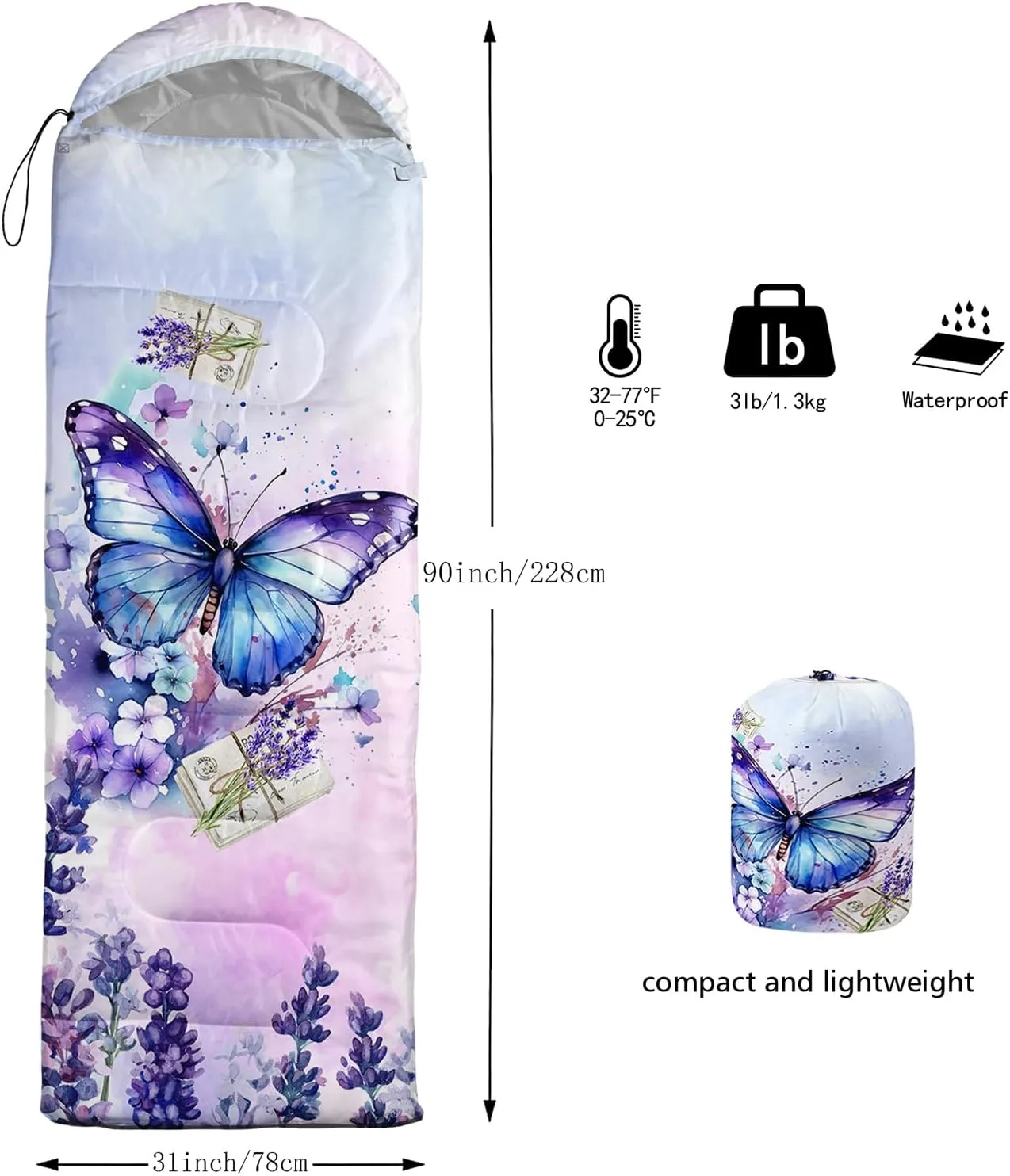 BSNTHO Camping Sleeping Bags,3 Season Warm & Cool Weather,Lightweight,Waterproof Sleeping Bags for Adults & Kids,Traveling,and Outdoors,Camping Gear Equipment