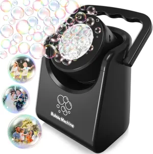 Bubble Machine Automatic Bubble Blower for Kids Batteries Operated Portable Bubble Maker Electric Bubble Machine Adjust Angle by 90° Indoor Outdoor Toy for Birthday Party Wedding Black
