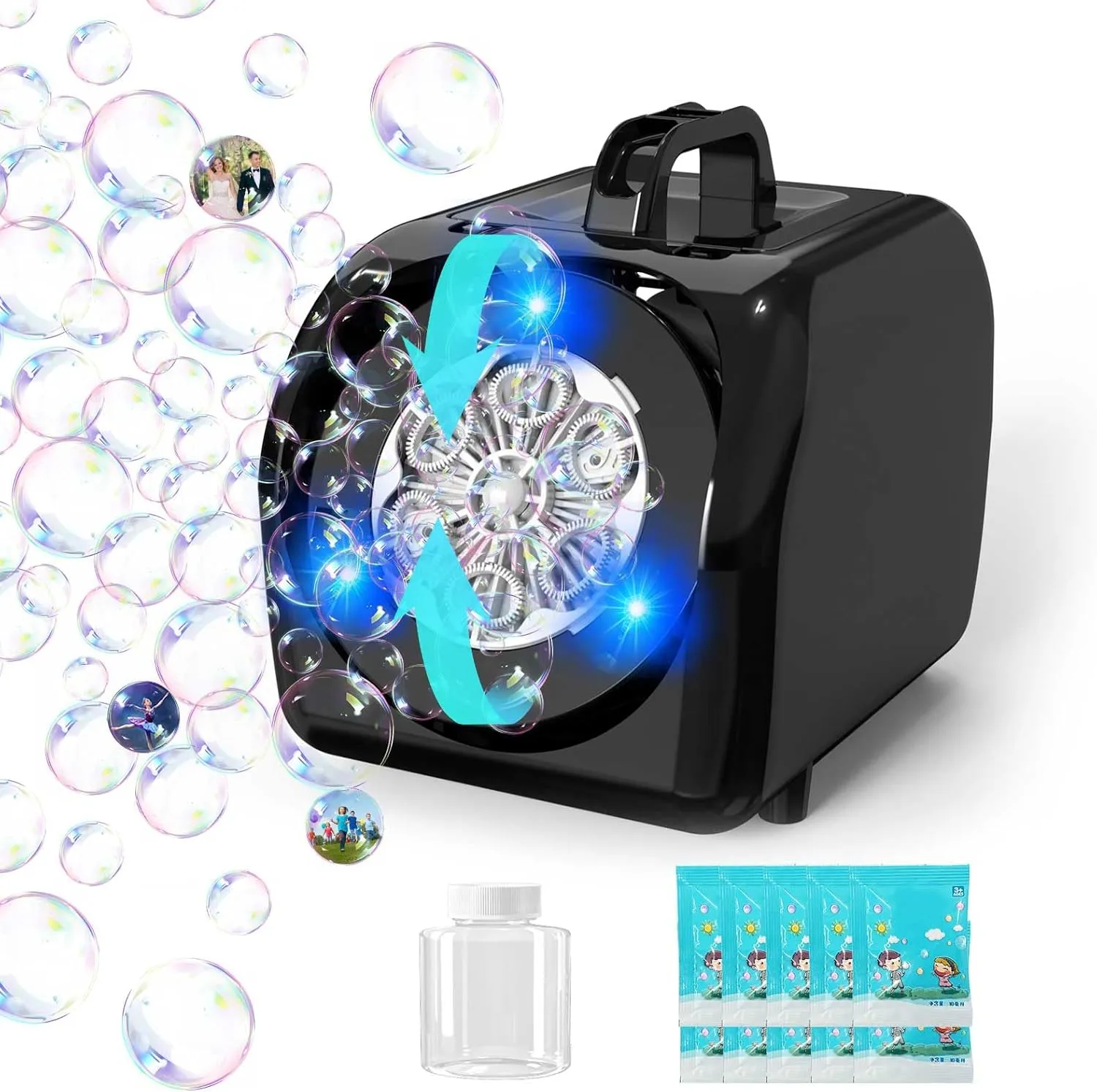 Bubble Machine for Kids Age 3  Automatic Battery Operated Bubble Toys 20000  Bubbles/Mins 45° Portable Bubble Maker with Bubble Solution Outdoor Toys for Birthday, Wedding, Christmas