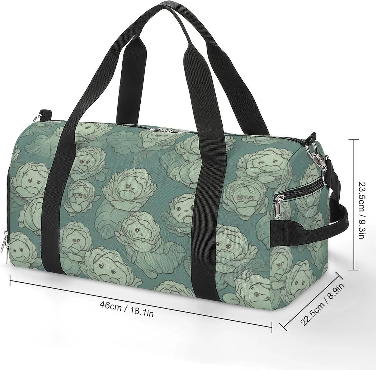 Cabbage Pattern Sports Gym Bag Carry on Holdalls for Men Small Duffel Bags for Women with Shoe Compartment