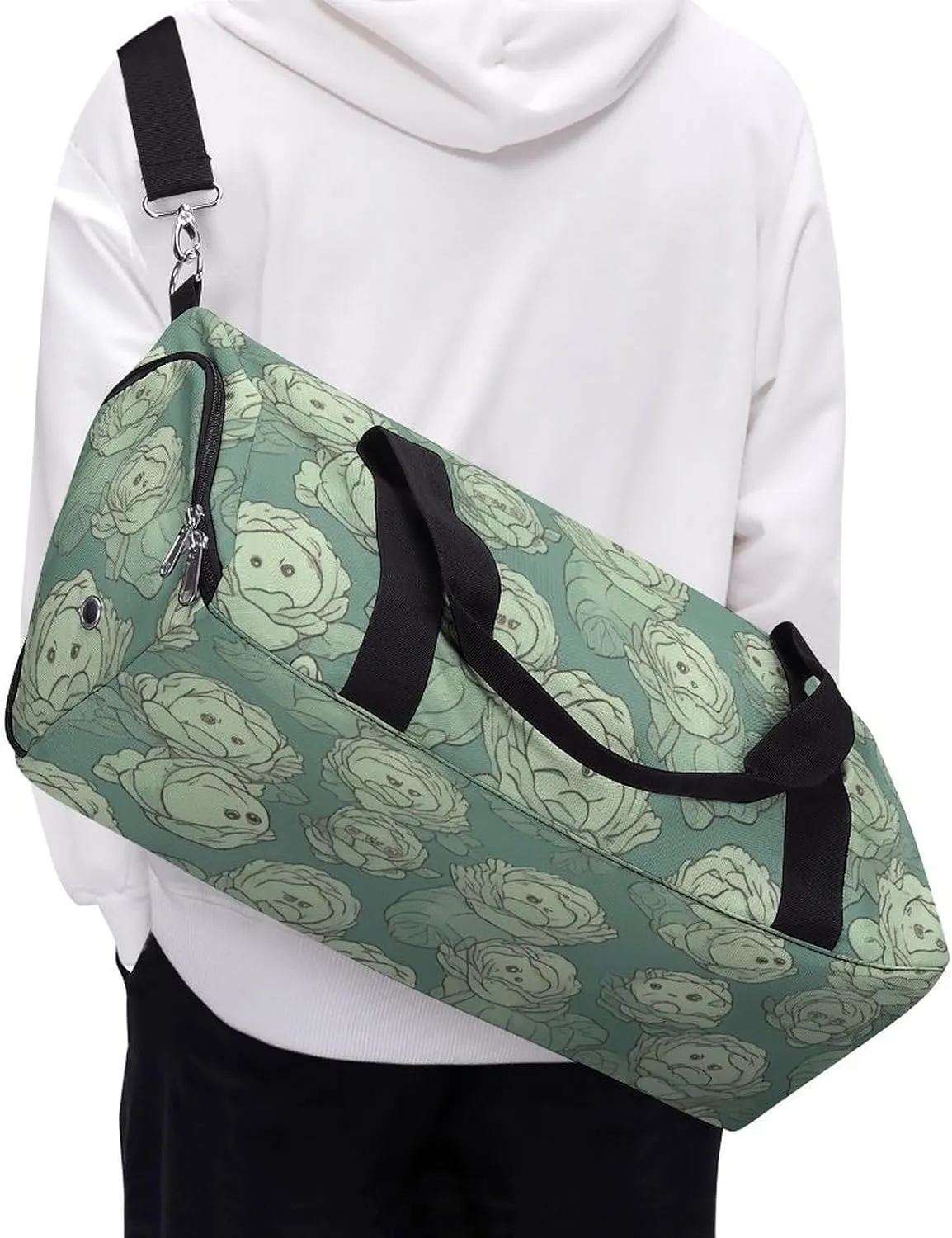 Cabbage Pattern Sports Gym Bag Carry on Holdalls for Men Small Duffel Bags for Women with Shoe Compartment