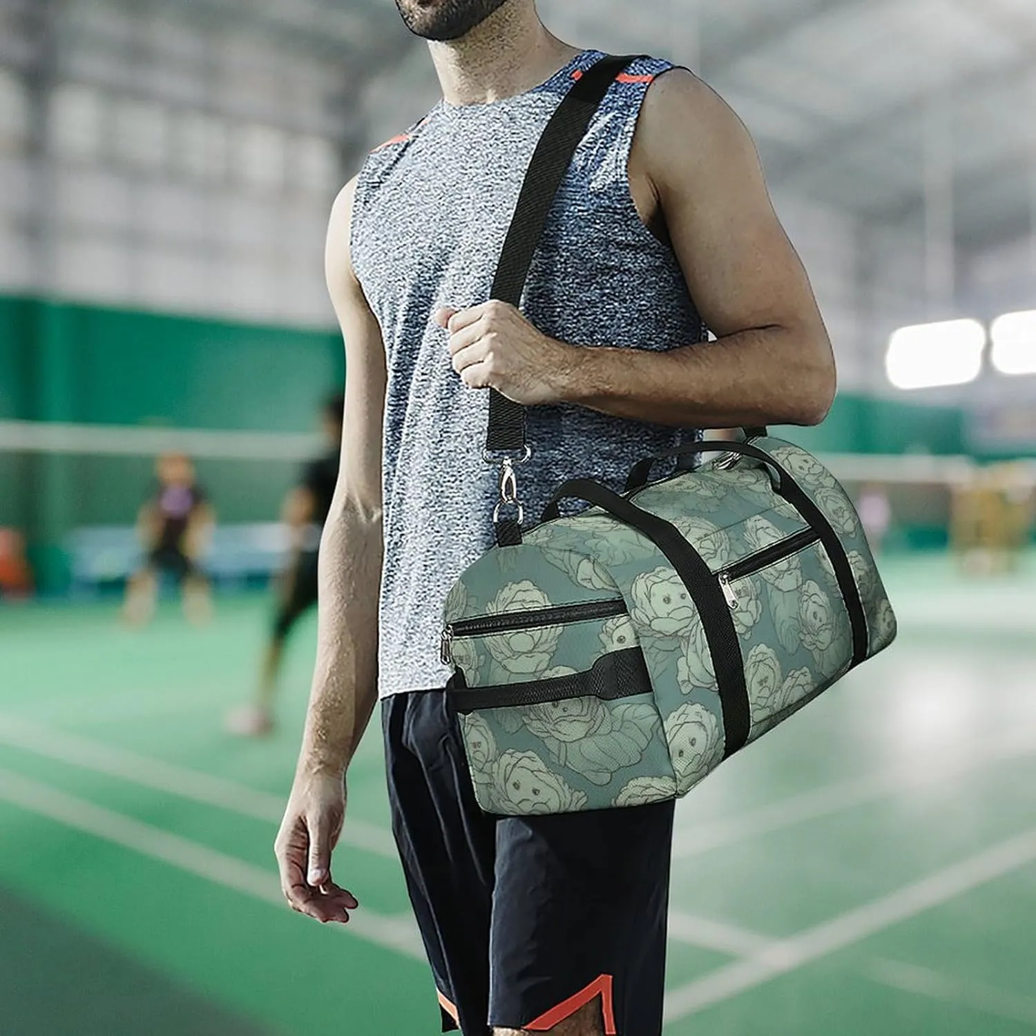 Cabbage Pattern Sports Gym Bag Carry on Holdalls for Men Small Duffel Bags for Women with Shoe Compartment