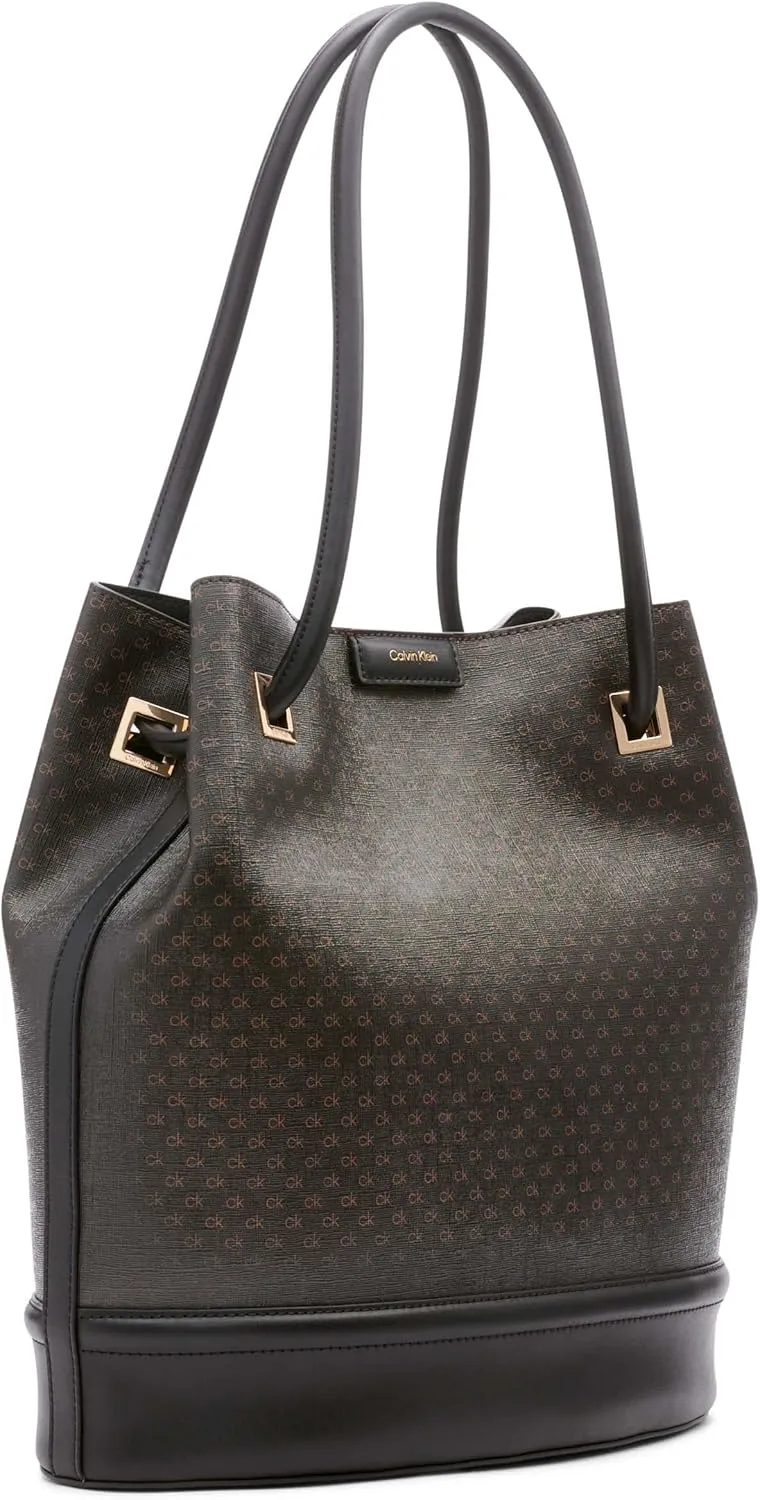 Calvin Klein Ash Tote Bag – North/South, Vegan Leather, 2 Pockets