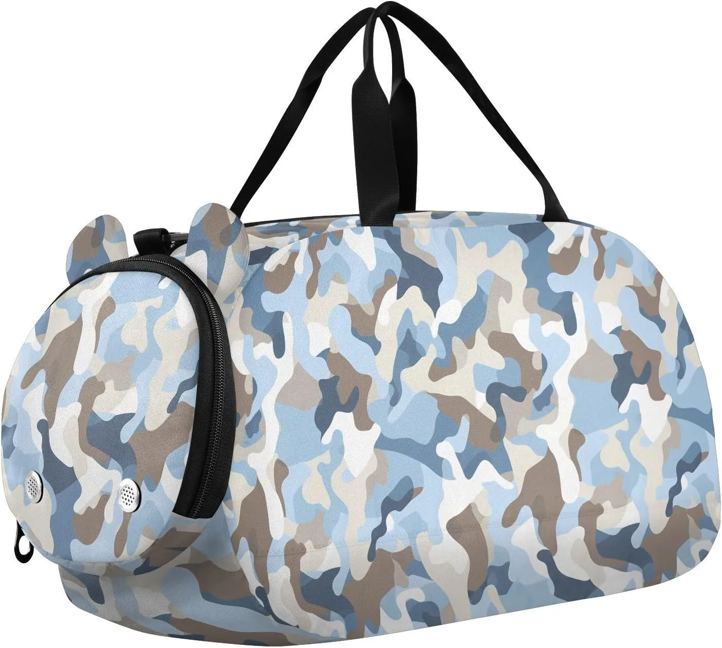 Camouflage Baby Blue Kids Cute Gym Bag with Shoes Compartment Lightweight Travel Duffel Bag for School Practice, Sports, Travel bolsos deportivos para mujer