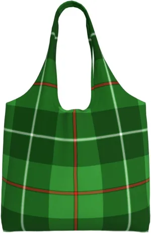 Canvas Shoulder Tote Bags For Women And Men, Reusable Grocery Bags, Large Capacity Glen Lyon District Tartan Printed