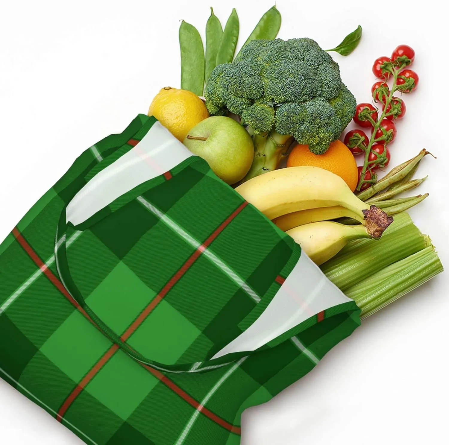 Canvas Shoulder Tote Bags For Women And Men, Reusable Grocery Bags, Large Capacity Glen Lyon District Tartan Printed