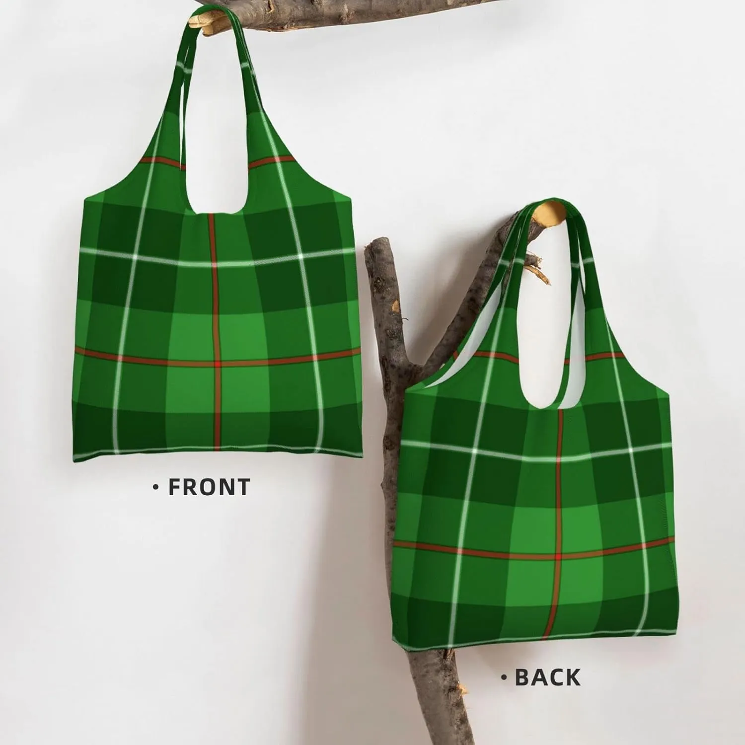 Canvas Shoulder Tote Bags For Women And Men, Reusable Grocery Bags, Large Capacity Glen Lyon District Tartan Printed